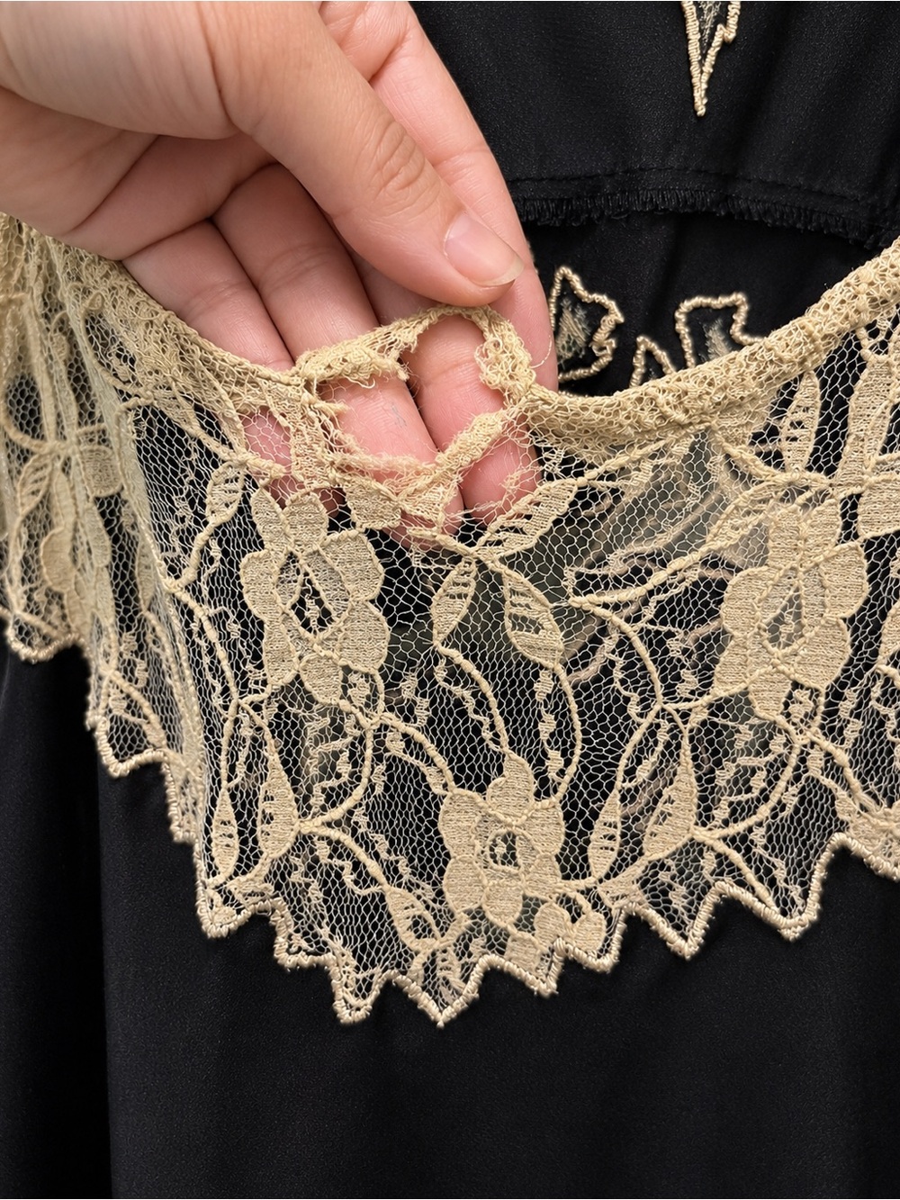 Nasty Gal Black Maxi Slip Dress with Champagne Lace Trim - Picture 3 of 3